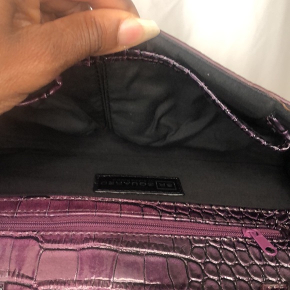 SQUARED BY SONDRA ROBERTS purple faux patent leather croc clutch. Detach straps. - Picture 7 of 12